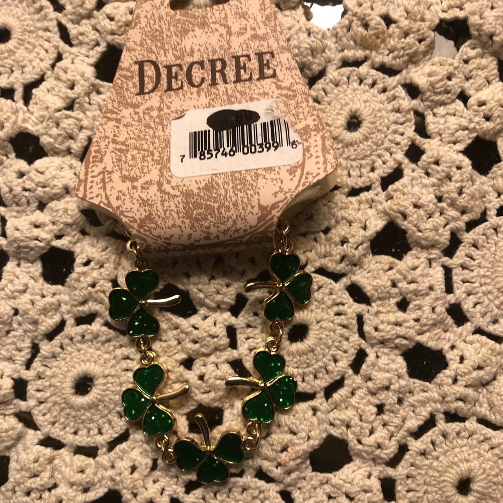 COPY - Decree St. Patrick’s Day Glittered Enamel Clover Bracelet-745 $15 or $12…